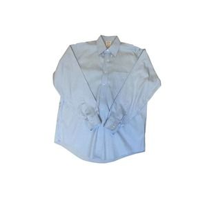 Brooks Brothers Men 15.5-35 100% Supima Cotton Button Up Shirt Blue Non-Iron